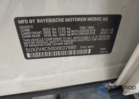 2013 BMW X5 xDrive35I/xDrive35I Premium/xDrive35I Sport Activity из США, поврежденный, VIN 5UXZV4C50D0E07685